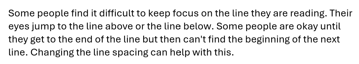 Paragraph with left aligned text and single line spacing