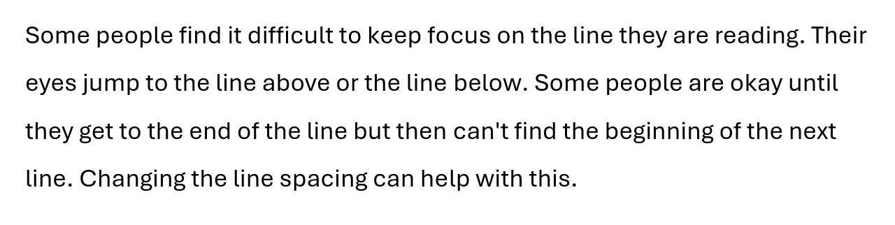 Paragraph with left aligned text and 1.5 line spacing