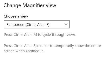 Windows magnifier change magnifier view