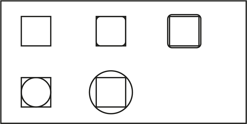 The 5 target boxes shown at the actual size of 24 by 24 pixels