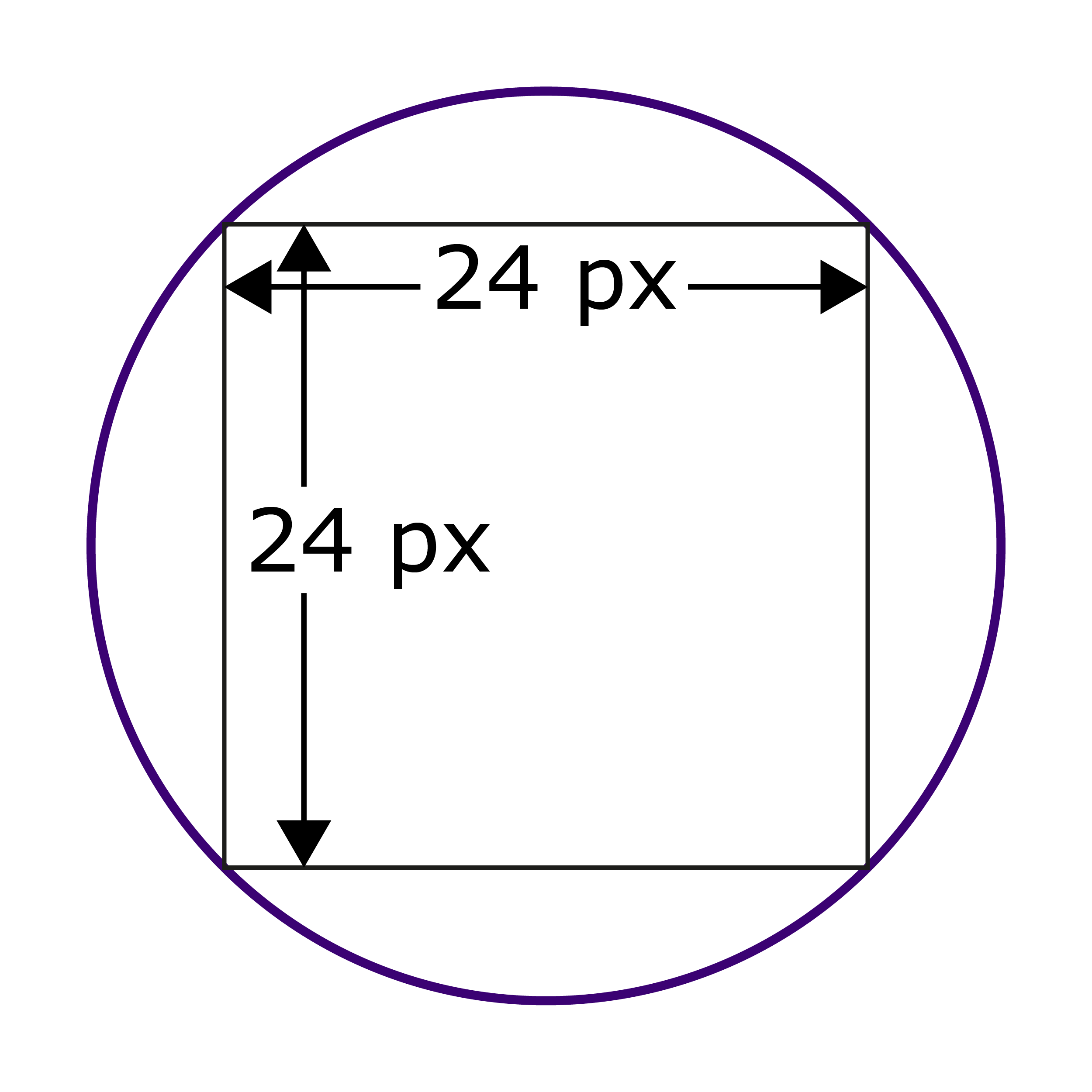 Radio button with the 24 by 24 box inside it